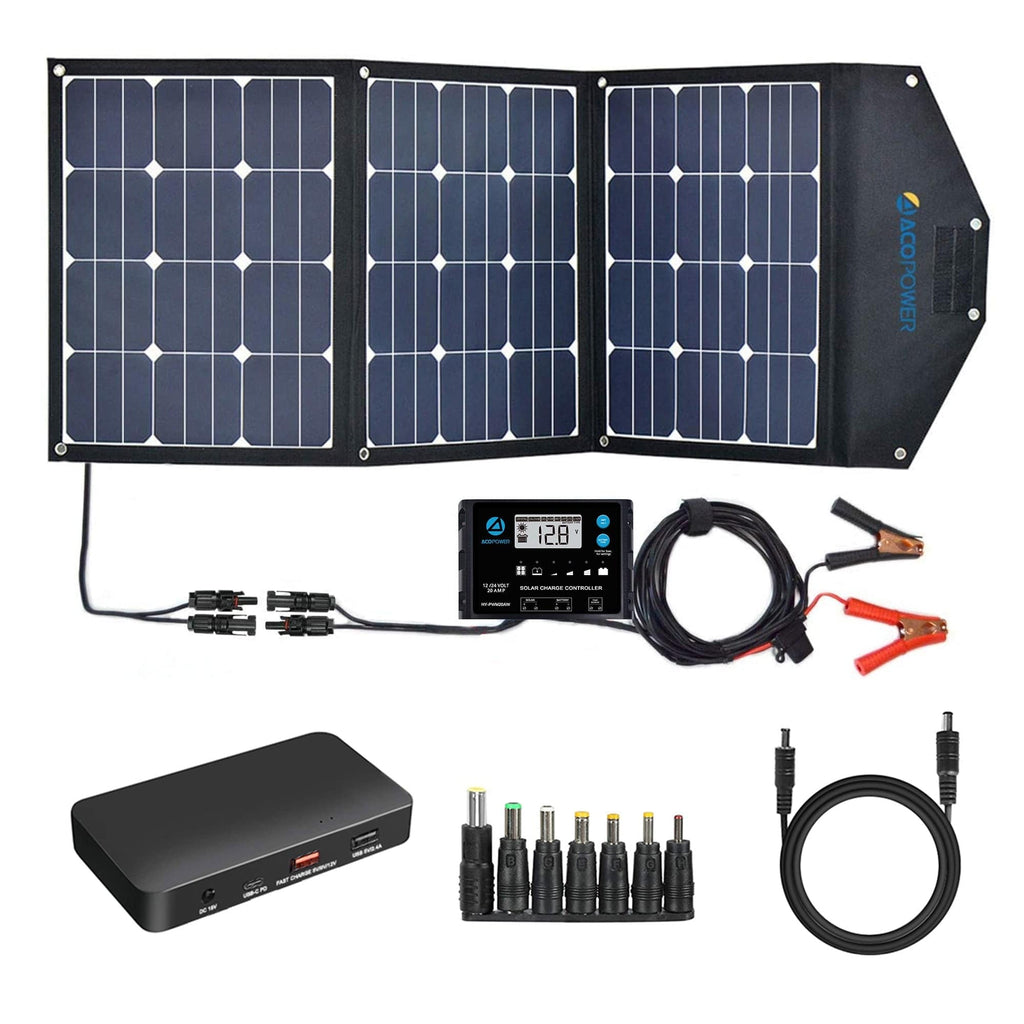ACOPower LTK 120W Foldable Solar Panel Kit With Included ProteusX 20A Charge Controller - Outage Proof