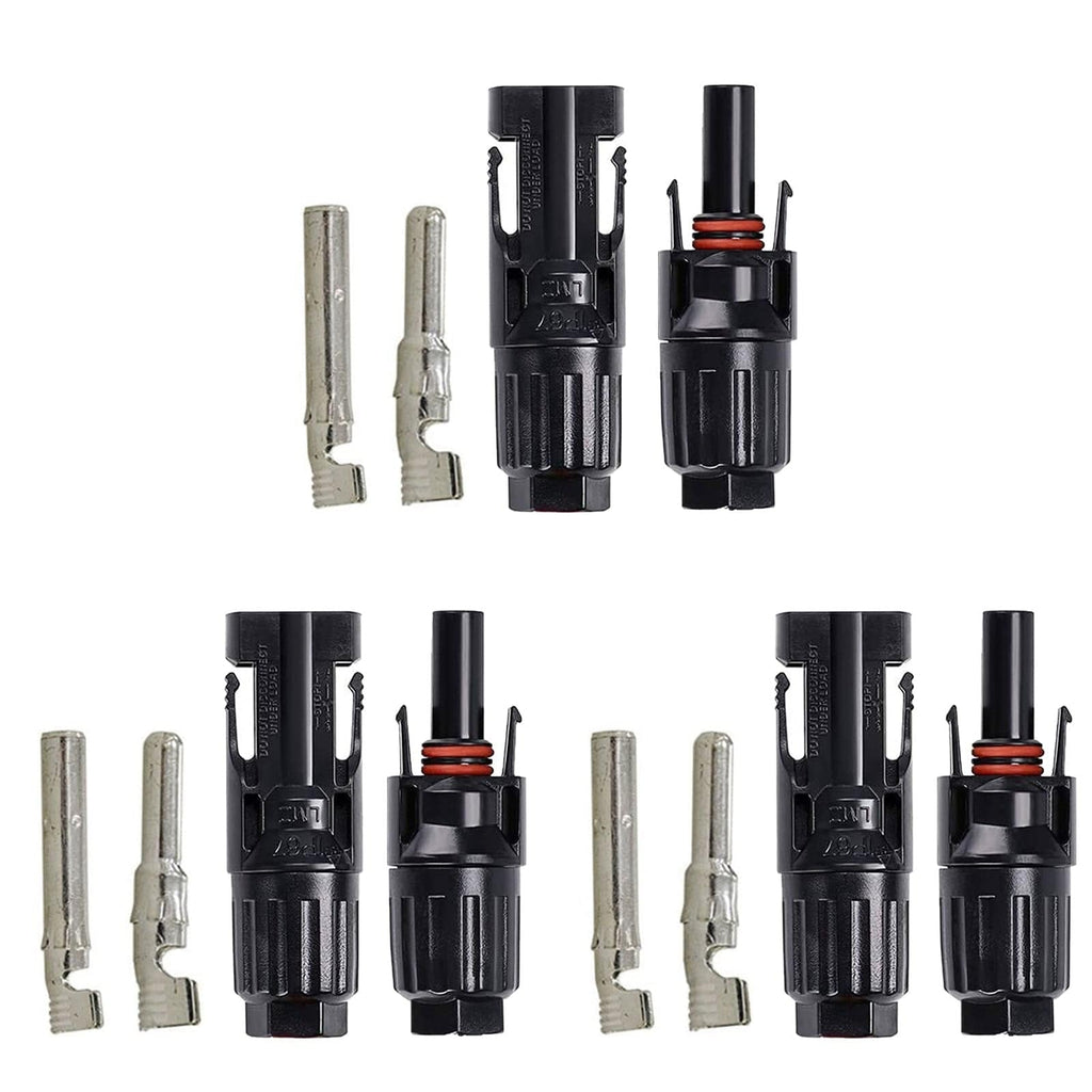 ACOPOWER 3 Pairs PV Connectors, Male/Female Solar Panel Cable Connectors - Outage Proof