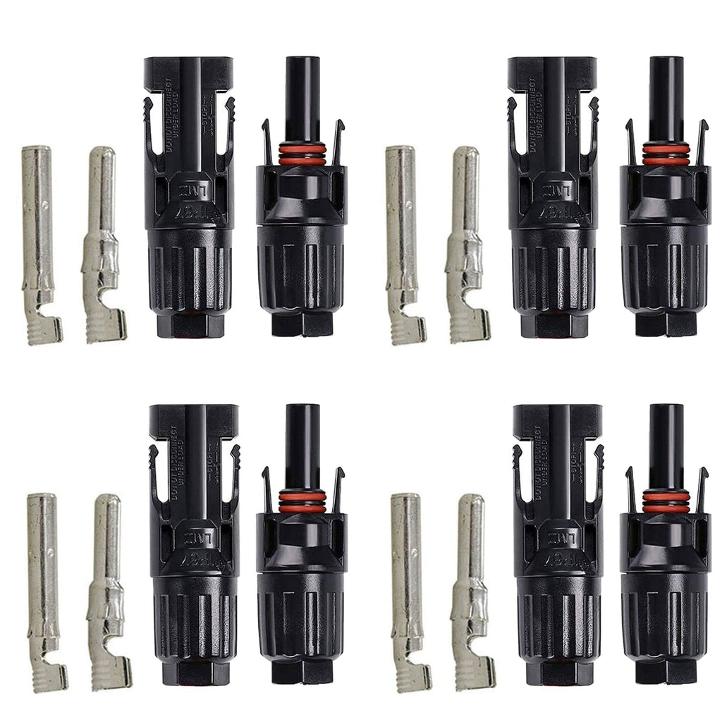 ACOPOWER 4 Pairs Solar Connectors, Male/Female Solar Panel Cable Connectors - Outage Proof