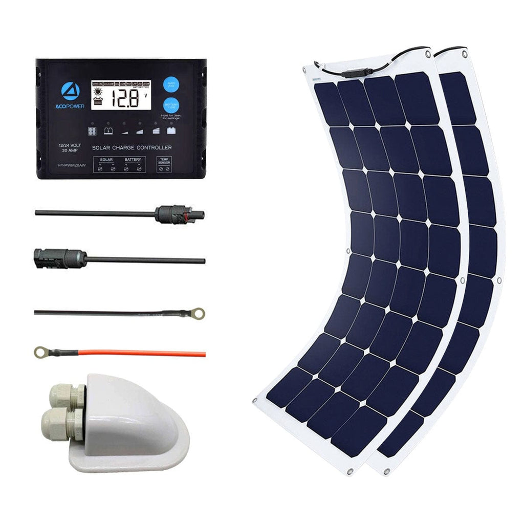 ACOPOWER 220Watts Flexible Solar RV Kit,  20A PWM Charge Controller - Outage Proof