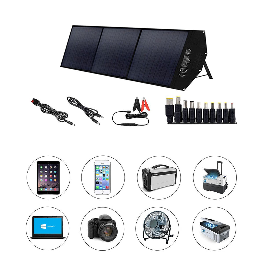 ACOPower 120W Foldable Solar Panel - Compatible w/ Multiple Kinds of Power Stations - Outage Proof
