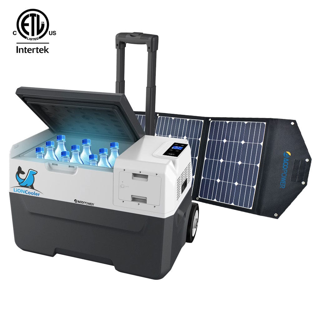 ACOPower LionCooler Combo, X30A Portable Solar Fridge/Freezer (32 Quarts) and 90W Solar Panel - Outage Proof