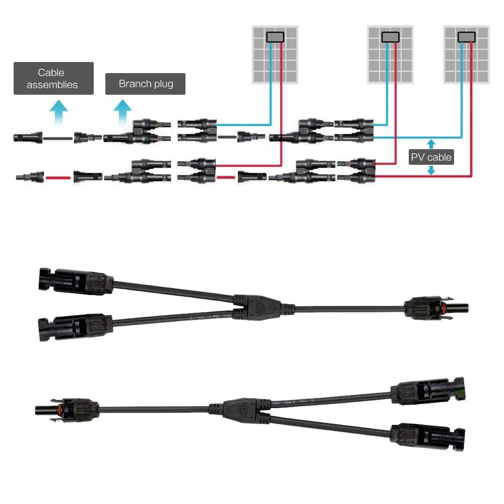 ACOPWER 1 Pair Solar Panel PV T/Y Connectors - Outage Proof