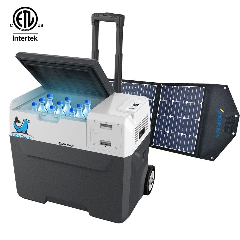 ACOPower LionCooler Combo, X40A Portable Solar Fridge/Freezer (42 Quarts) and 90W Solar Panel - Outage Proof
