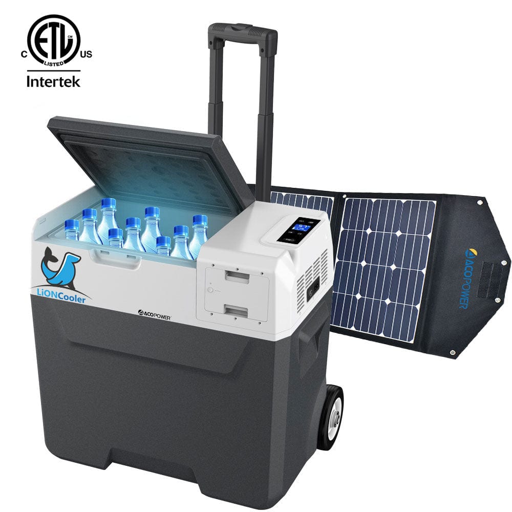 ACOPower LionCooler Combo, X50A Portable Solar Fridge/Freezer (52 Quarts) and 90W Solar Panel - Outage Proof