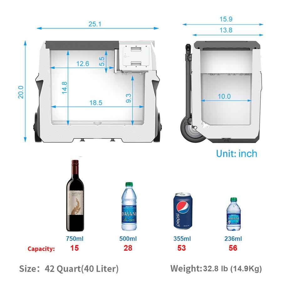 ACOPower LionCooler X40A Combo, Portable Fridge Freezer Cooler (42 Quart Capacity) & Extra Backup 173Wh Battery - Outage Proof