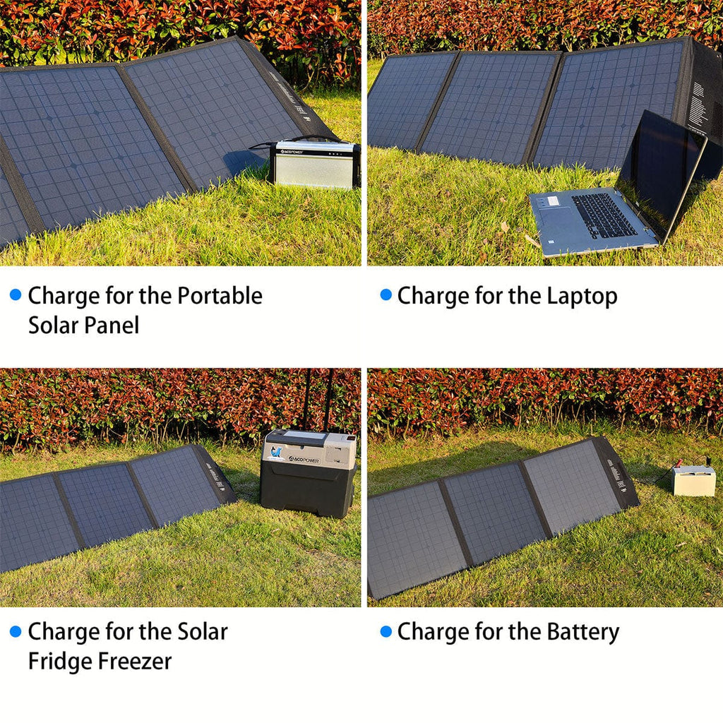 ACOPower 120W Foldable Solar Panel - Compatible w/ Multiple Kinds of Power Stations - Outage Proof
