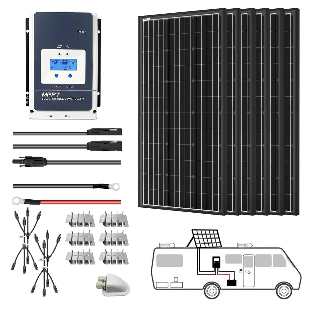 ACOPOWER 600W Mono Solar RV Kits,  50A MPPT Charge Controller (6x100W 50A) - Outage Proof