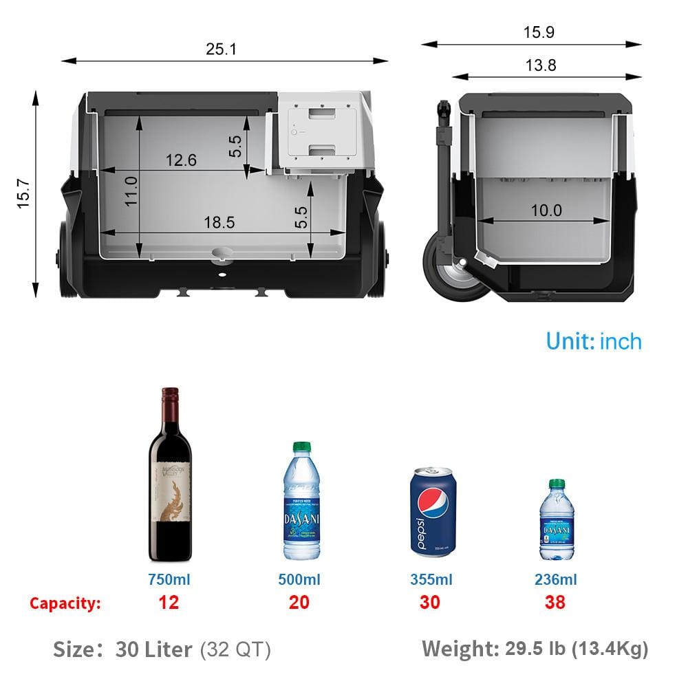 ACOPower LionCooler X30A Portable Solar Fridge Freezer, 32 Quarts (New Model) - Outage Proof