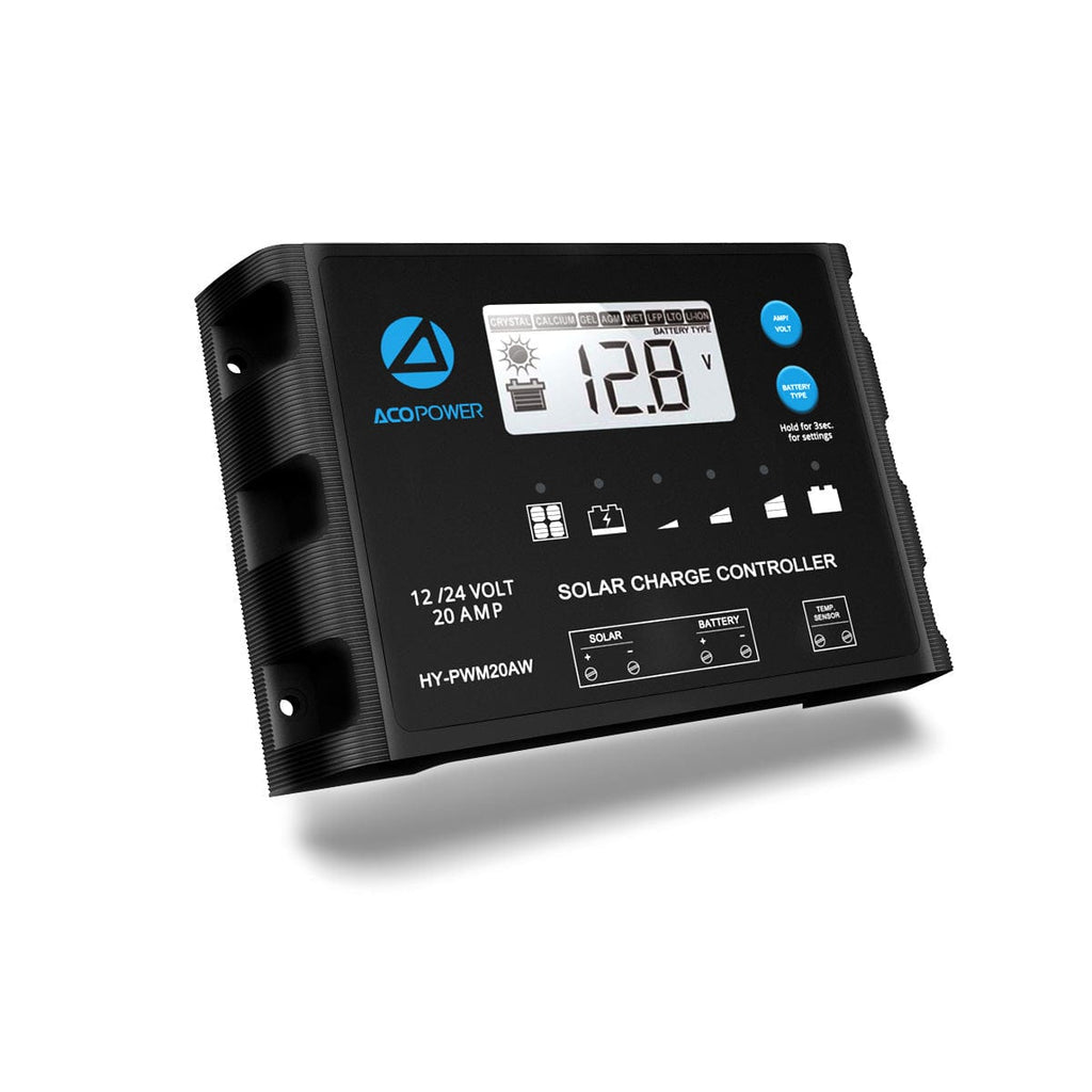 ACOPower 100W 12V Poly Solar RV Kits, 20A PWM Charge Controller - Outage Proof