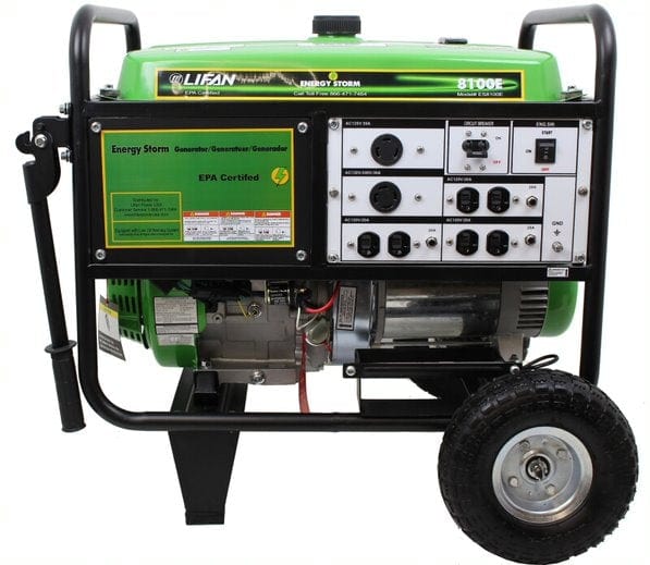 Lifan Power USA ES8100E Portable Generator, Electric Start 6.5 Gal Fuel Tank - Outage Proof