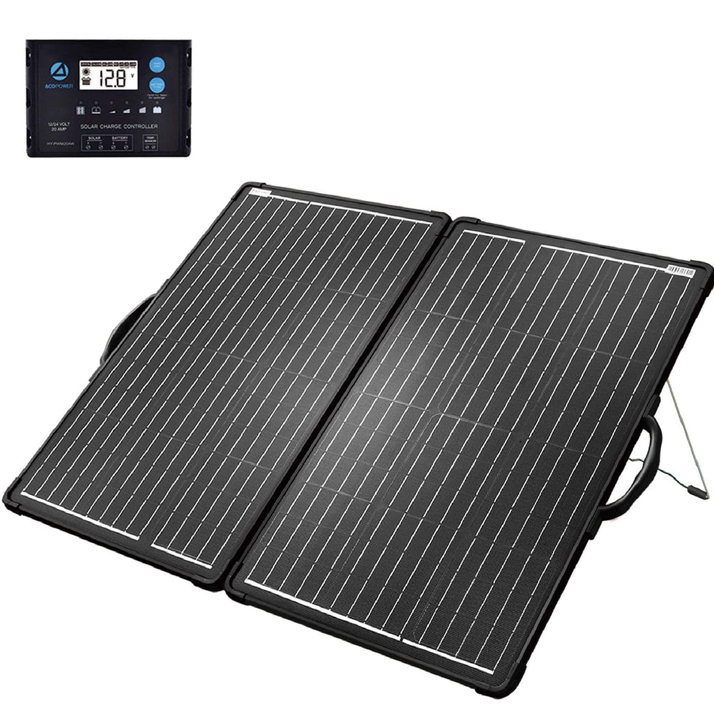 ACOPower PLK 200W Portable Solar Panel Kit, Lightweight 2x100W Briefcase with 20A Charge Controller(Compact Design) - Outage Proof