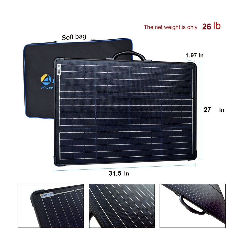 ACOPower PLK 200W Portable Solar Panel Kit, Lightweight 2x100W Briefcase with 20A Charge Controller(Compact Design) - Outage Proof