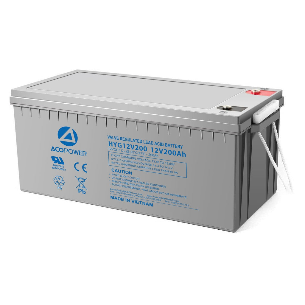 ACOPower HYG12-200Ah Rechargeable Gel Deep Cycle 12V 200Ah Battery - Outage Proof