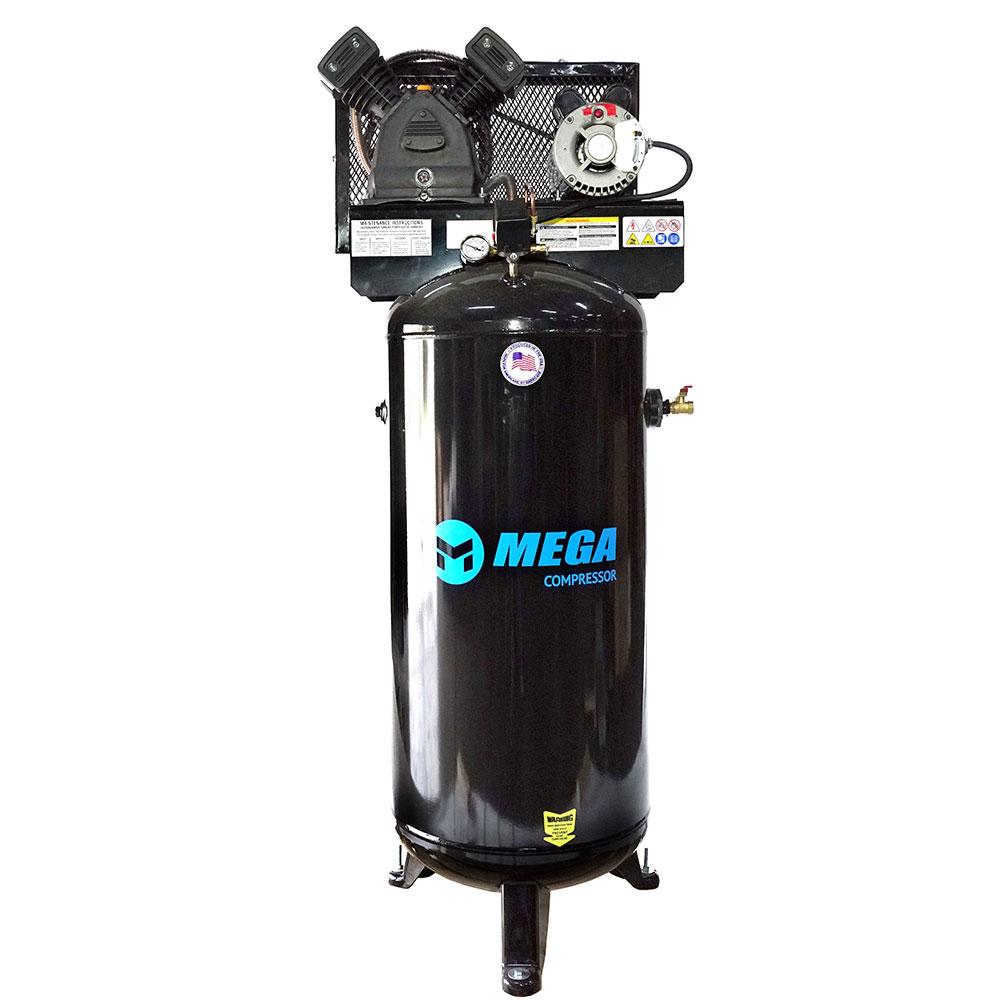 Mega Power MP-6060VU 230V 3 HP Vertical Air Compressor w/ Single Phase Motor - Outage Proof